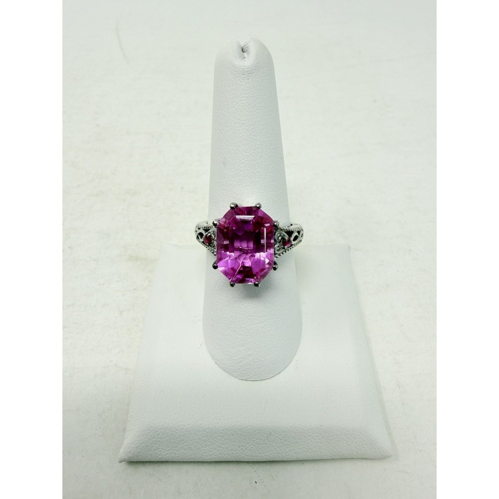 Shop LC African Lilac Quartz/Ruby Platinum Over Sterling Silver Size 8 Ring 5625